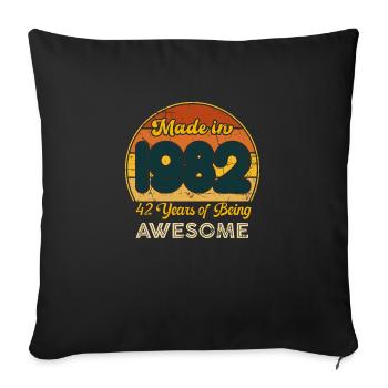 Né en 1982 - Vintage 1982 Anniversaire Rétro - Housse de coussin décorative 45 x 45 cm - noir - Devant