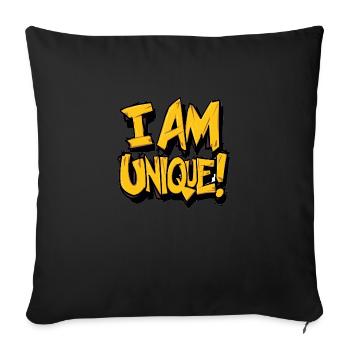 I am unique, think, positive, self-confident - Sofa pillowcase 17,3'' x 17,3'' (45 x 45 cm) - black - Front