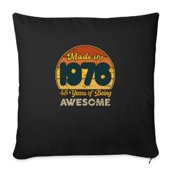 Né en 1976 - Vintage 1976 Anniversaire Rétro - Housse de coussin décorative 45 x 45 cm - noir - Devant