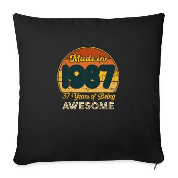 Né en 1987 - Vintage 1987 Anniversaire Rétro - Housse de coussin décorative 45 x 45 cm - noir - Devant