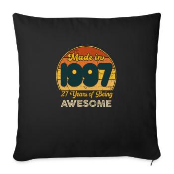 Né en 1997 - Vintage 1997 Anniversaire Rétro - Housse de coussin décorative 45 x 45 cm - noir - Devant