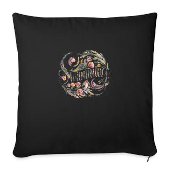 Nageur floral - Housse de coussin décorative 45 x 45 cm - noir - Devant