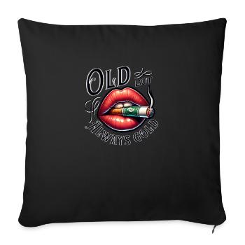 Old but always Gold smoking and lips - Sofa pillowcase 17,3'' x 17,3'' (45 x 45 cm) - black - Front
