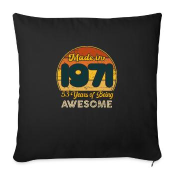Né en 1971 - Vintage 1971 Anniversaire Rétro - Housse de coussin décorative 45 x 45 cm - noir - Devant
