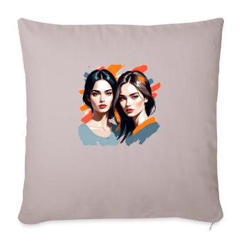 MADFOXX - Belles filles - Housse de coussin décorative 45 x 45 cm - taupe clair - Devant