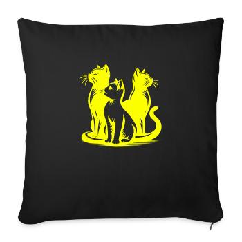 Chat, Chat, Chats, Animaux De Compagnie, Animal De Compagnie, Mignon, Animal, Animal De Compagnie - Housse de coussin décorative 45 x 45 cm - noir - Devant