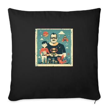 Photo with Dad - Sofa pillowcase 17,3'' x 17,3'' (45 x 45 cm) - black - Front