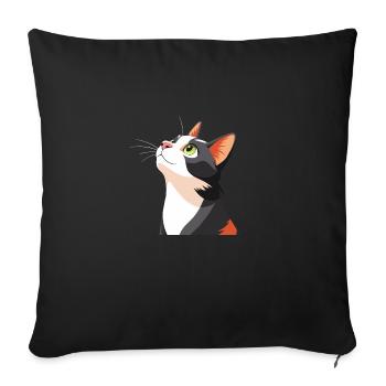 Katze schaut nach oben - Sofakissenbezug 45 x 45 cm - Schwarz - Vorne