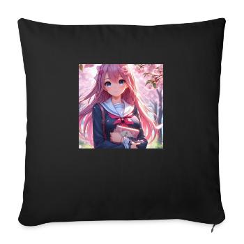 Anime school - Sofa pillowcase 17,3'' x 17,3'' (45 x 45 cm) - black - Front
