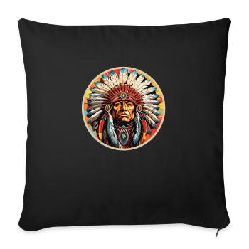 Native American Chief - Sofa pillowcase 17,3'' x 17,3'' (45 x 45 cm) - black - Front