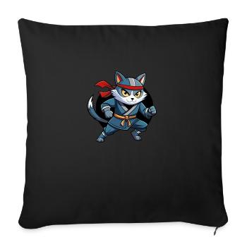 Ninja Katze - Sofakissenbezug 45 x 45 cm - Schwarz - Vorne