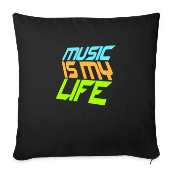 Music Is My Life Musik Ist Mein Leben Liebe Spruch - Sofa pillowcase 17,3'' x 17,3'' (45 x 45 cm) - black - Front