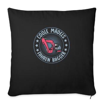 Cool girls driving excavator woman excavator driver - Sofa pillowcase 17,3'' x 17,3'' (45 x 45 cm) - black - Front