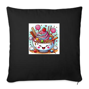 Sweet ramen - Sofa pillowcase 17,3'' x 17,3'' (45 x 45 cm) - black - Front