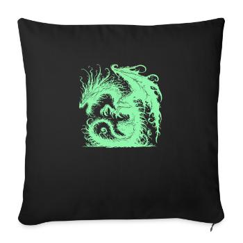Fantasy-Drache, Anime-Drachenkopf, mythische Reptilienmagie - Sofakissenbezug 45 x 45 cm - Schwarz - Vorne