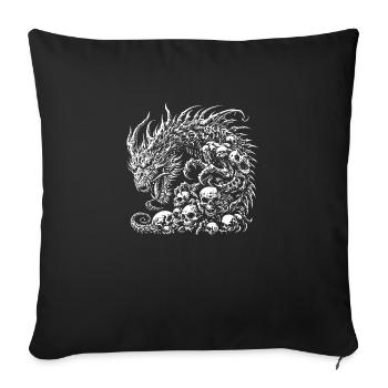 Fantasy-Drache, Anime-Drachenkopf, mythische Reptilienmagie - Sofakissenbezug 45 x 45 cm - Schwarz - Vorne