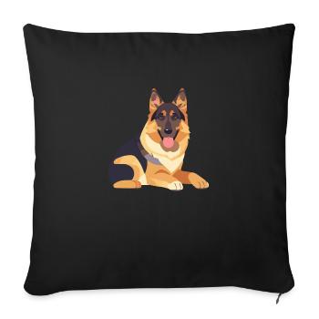 Berger allemand couché grand chien - Housse de coussin décorative 45 x 45 cm - noir - Devant