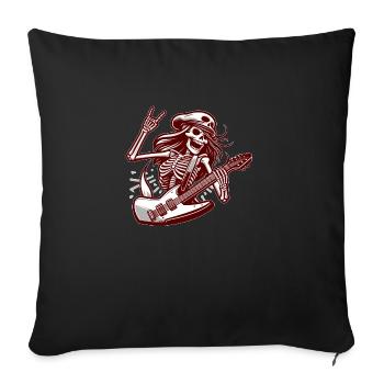 Femme rockeuse et guitariste - Housse de coussin décorative 45 x 45 cm - noir - Devant