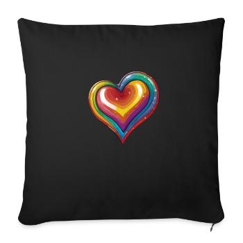 Rainbow Heart - Sofa pillowcase 17,3'' x 17,3'' (45 x 45 cm) - black - Front