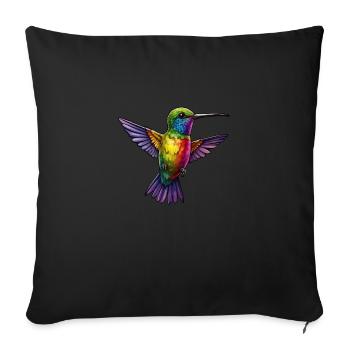 Colibri arc-en-ciel - Housse de coussin décorative 45 x 45 cm - noir - Devant