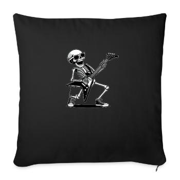 Un guitariste Homme Rockeur avec sa guitare - Housse de coussin décorative 45 x 45 cm - noir - Devant