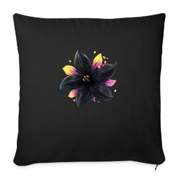 Fleur noire - Housse de coussin décorative 45 x 45 cm - noir - Devant