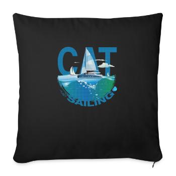 Cat / Catamaran - Just Sailing - Katamaran - Sofa pillowcase 17,3'' x 17,3'' (45 x 45 cm) - black - Front