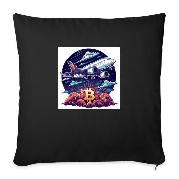 Crypto Bitcoin BTC Flugzeug Design Himmel ETH - Sofakissenbezug 45 x 45 cm - Schwarz - Vorne