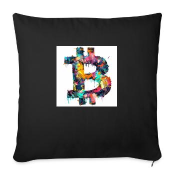 BTC Logo Colorful Bitcoin Art Color Crypto - Sofa pillowcase 17,3'' x 17,3'' (45 x 45 cm) - black - Front