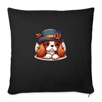 Mignon Cavalier King Charles chien - Chapeau - Housse de coussin décorative 45 x 45 cm - noir - Devant