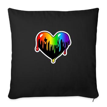 Sticky Heart Drips: Sticky Queer Pride - Sofa pillowcase 17,3'' x 17,3'' (45 x 45 cm) - black - Front