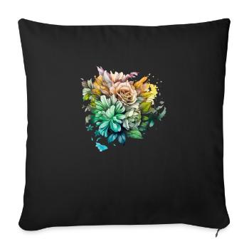 Flowers Hippie soul Groovy Summer time peace love - Sofa pillowcase 17,3'' x 17,3'' (45 x 45 cm) - black - Front