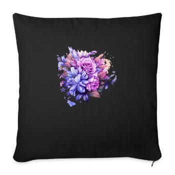 Flowers Hippie soul Groovy Summer time peace love - Sofa pillowcase 17,3'' x 17,3'' (45 x 45 cm) - black - Front