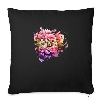 Flowers Hippie soul Groovy Summer time peace love - Sofa pillowcase 17,3'' x 17,3'' (45 x 45 cm) - black - Front