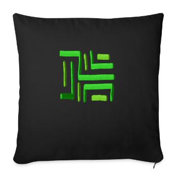 Labyrinthe peinture verte - Housse de coussin décorative 45 x 45 cm - noir - Devant