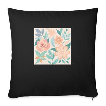 blumenmuster in zarten pastell - Sofakissenbezug 45 x 45 cm - Schwarz - Vorne