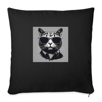 Cool Cat#2 - Sofakissenbezug 45 x 45 cm - Schwarz - Vorne