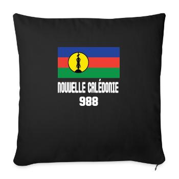 cadeau design kanak drapeau Nouvelle Calédonie - Housse de coussin décorative 45 x 45 cm - noir - Devant