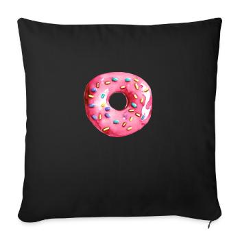 Donut Delicious Donuts Food Candy Sweet - Sofa pillowcase 17,3'' x 17,3'' (45 x 45 cm) - black - Front