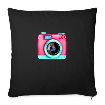 Appareil photo Photographe Photographe Belle photographie - Housse de coussin décorative 45 x 45 cm - noir - Devant