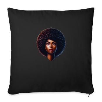 afro femme - Housse de coussin décorative 45 x 45 cm - noir - Devant