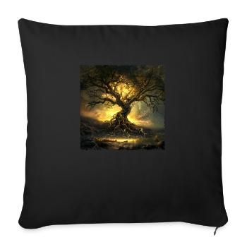 Arbre de Vie Yggdrasil Viking Midgard - Housse de coussin décorative 45 x 45 cm - noir - Devant