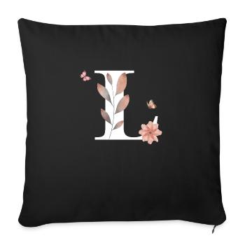 Letter l Wildflowers Watercolors - Sofa pillowcase 17,3'' x 17,3'' (45 x 45 cm) - black - Front