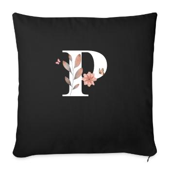 Buchstabe p Wildblumen Aquarelle - Sofakissenbezug 45 x 45 cm - Schwarz - Vorne