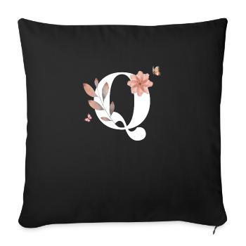 Letter q wildflowers watercolors - Sofa pillowcase 17,3'' x 17,3'' (45 x 45 cm) - black - Front