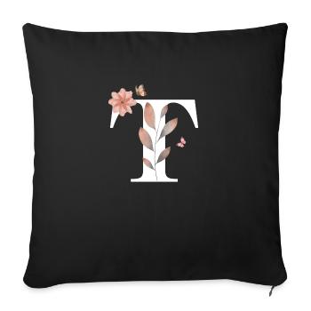 Letter t wildflowers watercolors - Sofa pillowcase 17,3'' x 17,3'' (45 x 45 cm) - black - Front