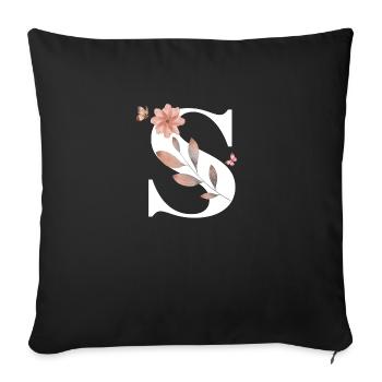 Letters s wildflowers watercolors - Sofa pillowcase 17,3'' x 17,3'' (45 x 45 cm) - black - Front
