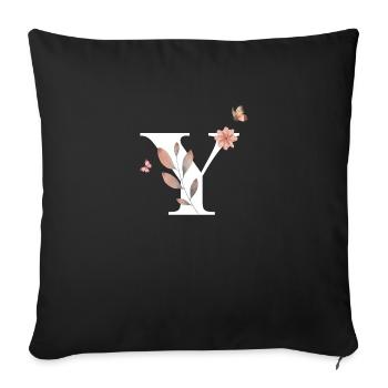 Letter y wildflowers watercolors - Sofa pillowcase 17,3'' x 17,3'' (45 x 45 cm) - black - Front