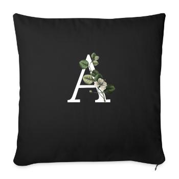 Letter A Green Botany - Sofa pillowcase 17,3'' x 17,3'' (45 x 45 cm) - black - Front