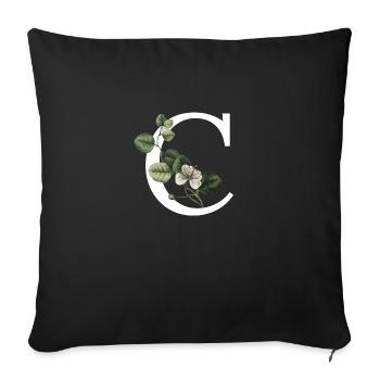 Letter C Botanical Green - Sofa pillowcase 17,3'' x 17,3'' (45 x 45 cm) - black - Front